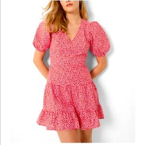 French Connection Birch Poplin Tiered minidress hibiscus multi Size 8 NWT $98